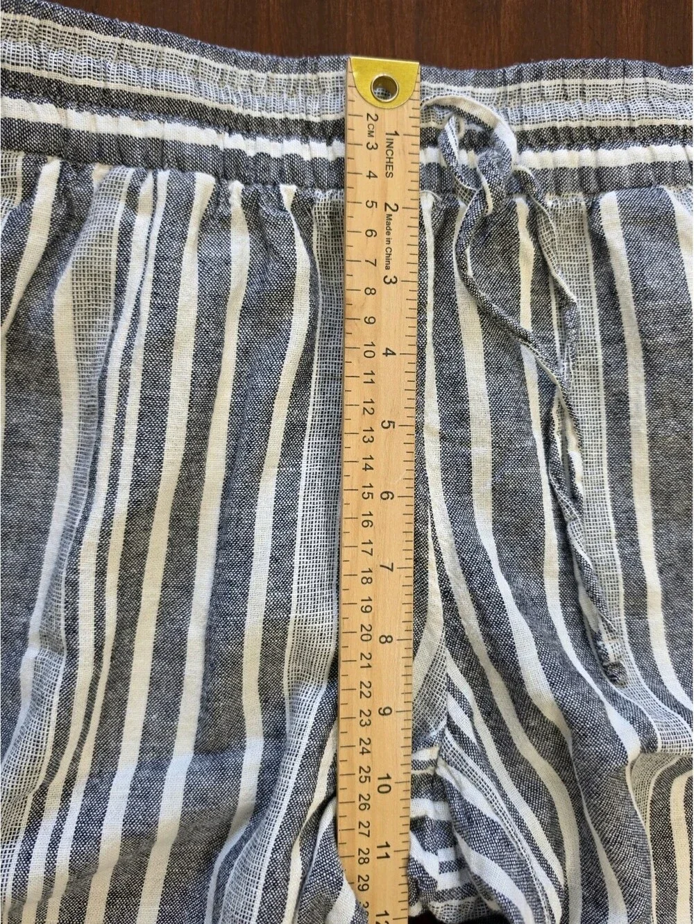 Banana Republic XS Striped Linen Blend Wide Leg Crop Pants Coastal Grandma Boho